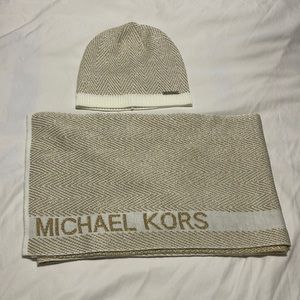Micheal Kors Gold Scarf and Beanie